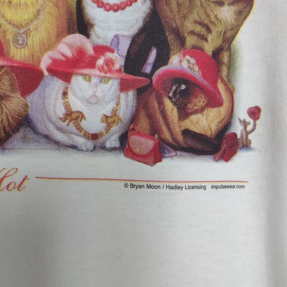 NWT NOS Vintage 90s Quail Hollow Sz XL Red Hot Cats in Hats T Shirt Bryan Moon - Picture 3 of 6
